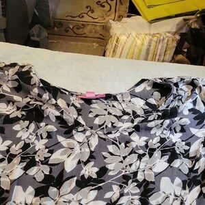 Woman Within Black and Gray Floral Blouse